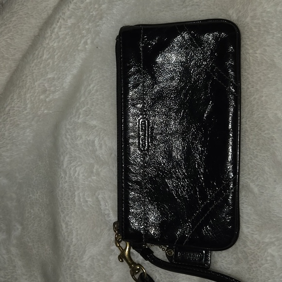 Coach Handbags - Coach vintage black patent leather wristlet EUC